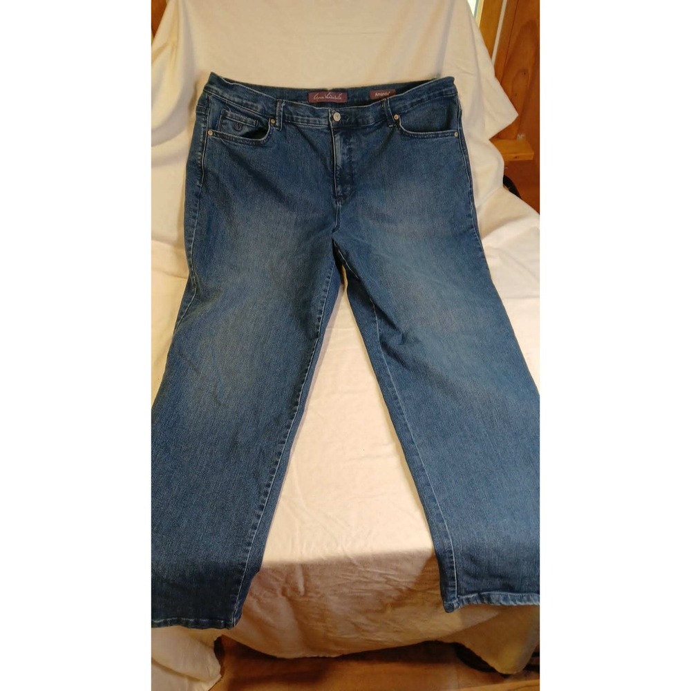 Gloria Vanderbilt Amanda Jeans Womens 18W Blue Straight Leg Stretch Denim Pants